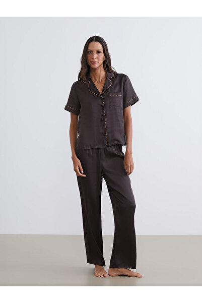 LC Waikiki Ozmarka New Season Shirt Collar Satin Women's Pajama Set