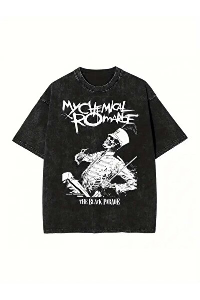 Le Savu Washable My Chemical Romance Printed Unisex Oversized Vintage T-Shirt