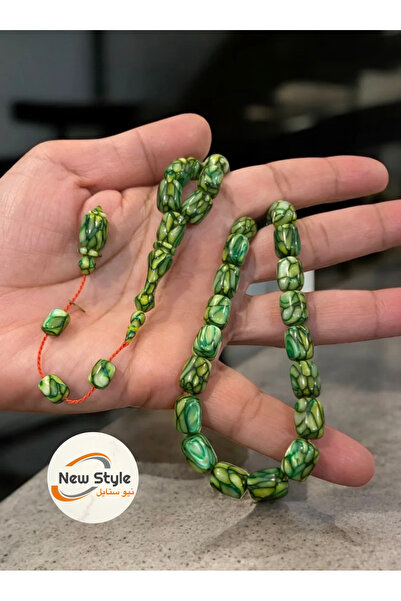 NEW STYLE سبحة رجالية من القلاليث الفرنسي عدد الخرز 33 مقاس 8*11.5 ملم تاتي ب...