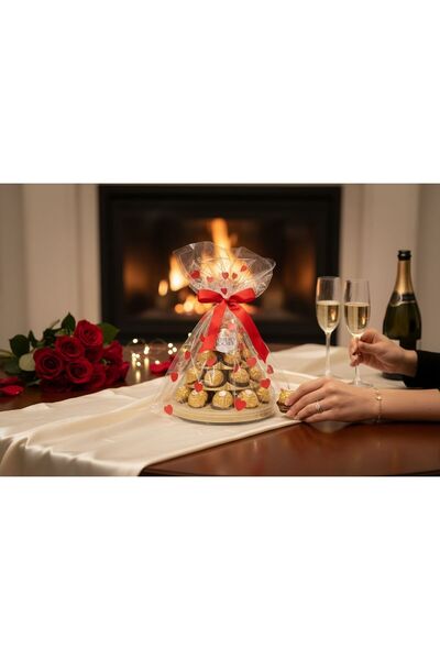 Ferrero Rocher Sevgililer Günü Hediyesi Çikolata Kulesi Lüks Kalpli Konsept Y...