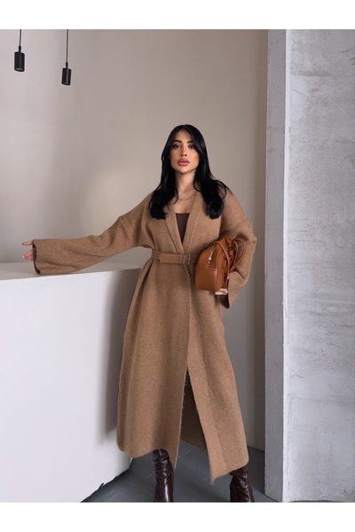 MODA سترة نسائية طويلة بياقة شال