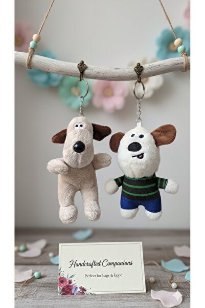Şirin 2'li Set Sevimli Peluş Köpek Anahtarlık - Karakter Figürlü Çanta Aksesuarı