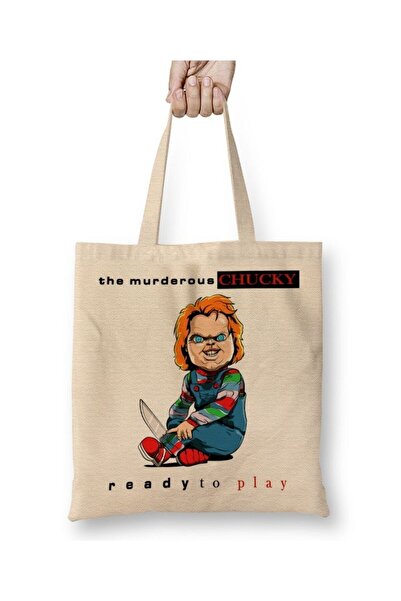 Toyaso Ready to Play Kids Chucky White Tote Bag Long Handle Shopping Bag Beac...