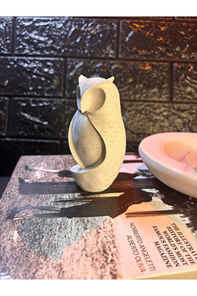 Gragold3Design Minimal Baykuş Dekoratif Obje – Mat Mermer Beyaz