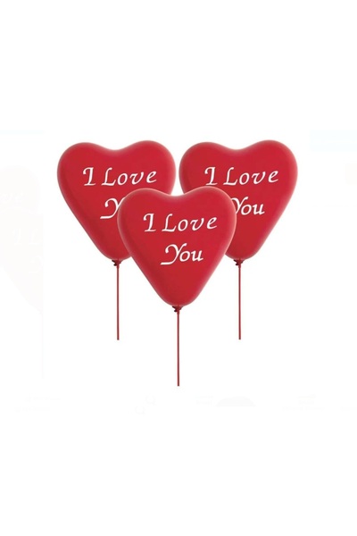 OEM Baloane petrecere roșii în formă de inimă „Te iubesc” 23cm cu bețișor și ...