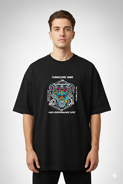 PERISENSE Tricou unisex supradimensionat din bumbac pieptănat premium, cu imp...