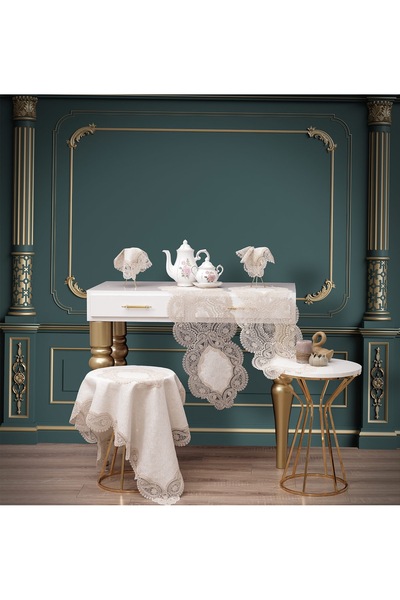 Ceki Home Bellisima Model Guipure Runner-Ranır Living Room Sets – Table, Coff...