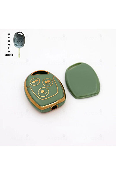 Alazpay غطاء مفتاح من مادة TPU ذو حافة ذهبية لسيارات فورد فوكس وترانزيت وفييس...