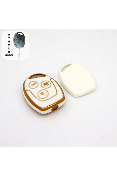 Alazpay غطاء مفتاح من مادة TPU ذو حافة ذهبية لسيارات فورد فوكس وترانزيت وفييس...