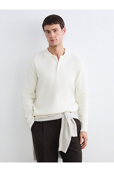 LC Waikiki Beige Polo Neck Men's Knitwear Sweater