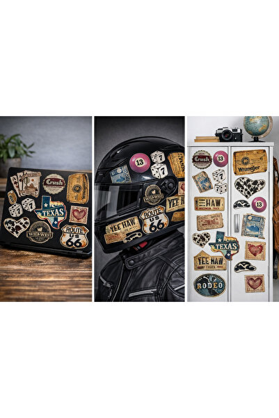 Limitless Design مجموعة ملصقات أمريكانا ريترو تكساس مقاس 22x30 سم