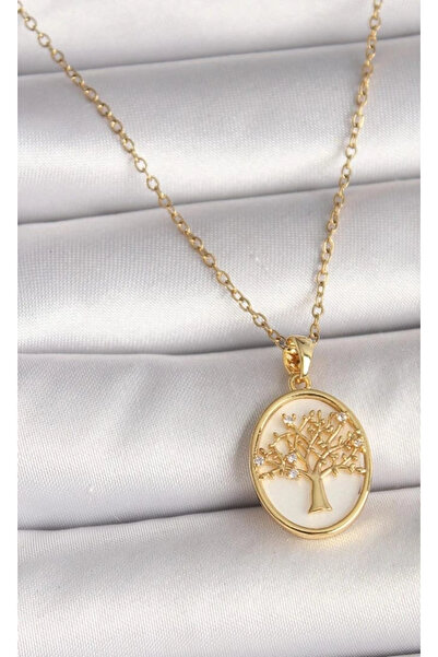 naaksesuar Çelik Gold Renkli Hayat Ağacı Kolye – Zarafetin Altın Işıltısı