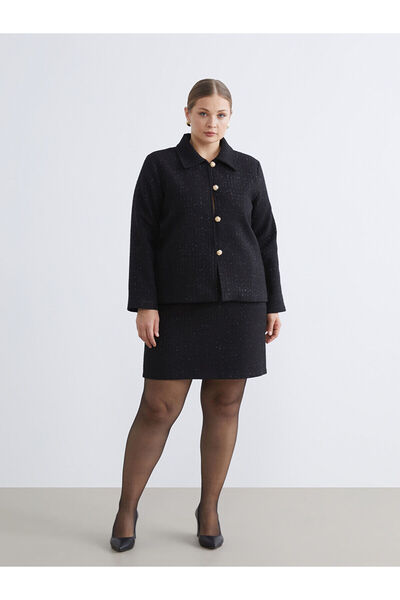 LC Waikiki Vizyon New Season Plus Size Slim Fit Tweed Mini Skirt