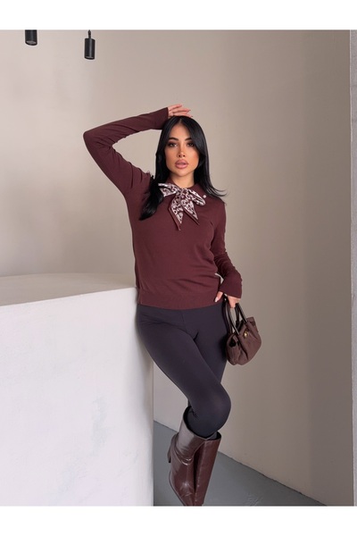 MODA Women's Scarf Long Sleeve Premium Quality Knitwear Sweater