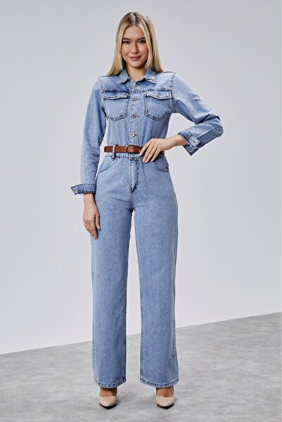 MODAGK Comfortable Denim Jumpsuit - Pipe Leg