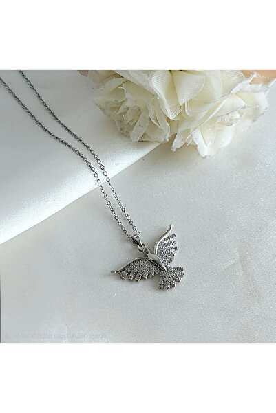 naaksesuar قلادة فينيكس فضية اللون من الفولاذ