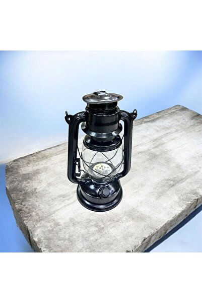 South house Black metal lantern, 25 cm size, gold light