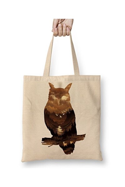 Toyaso Geantă de pânză Owl Sunset Owl, cu mâner lung, geantă de cumpărături, ...