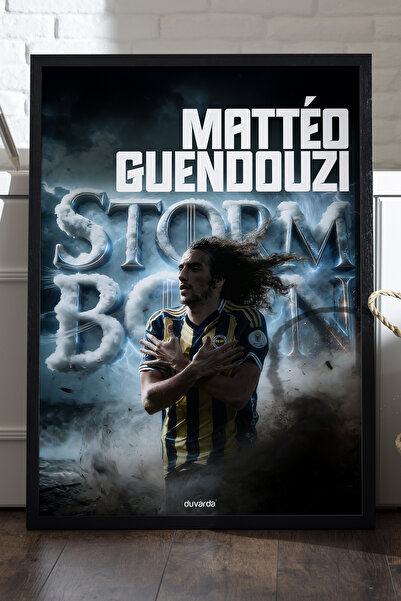 Duvarda Matteo Guendouzi Fenerbahçe Siyah Ahşap Çerçeveli Poster, Dekoratif F...