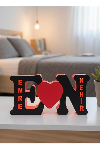 Runc Design Kişiye Özel İsimli Harf Lamba - Sevgiliye Hediye Işıklı Dekoratif...