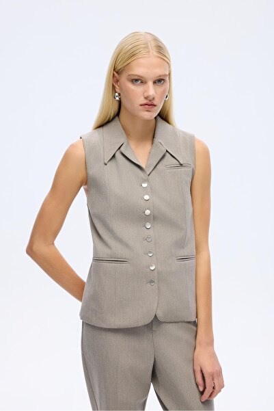 Quzu Women's Vest Ylk01099 Gray