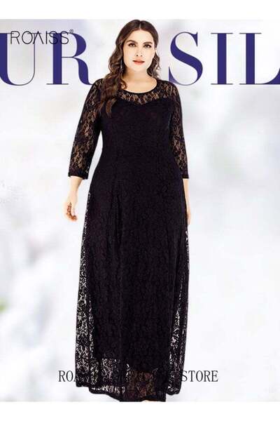 Generic Ruis Women's Plus Size Lace Dress for Weddings and Dates