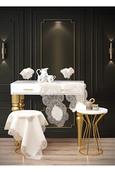 Ceki Home Bellisima Model Guipure Runner-Ranır Living Room Sets – Table, Coff...