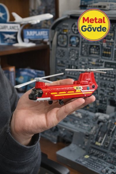 TOYFEST Metal Gövdeli Sky Busters CH 47 Chinook 1:64 Dayanıklı Detaylı Oyuncak Helikopter