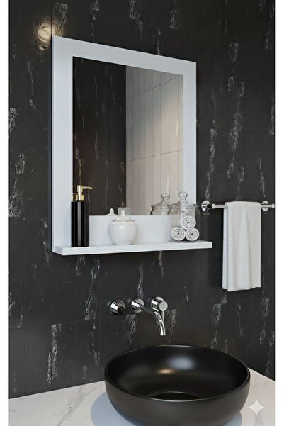 Darga Wood Shop Nova Modern Raflı Banyo Aynası 45x60X10 cm Beyaz Etejerli Mak...