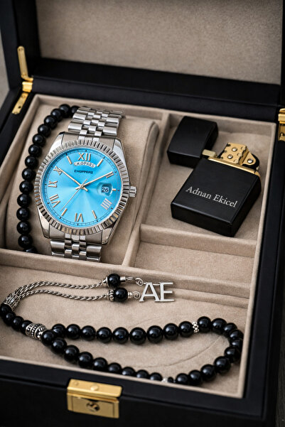 pierrose Gümüş Çelik Turkuaz Kadran Su Geçirmez Metal Erkek Kol Saati Çakmak ...