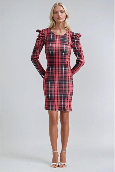 Lijuri Plaid Patterned Midi Dress 2957