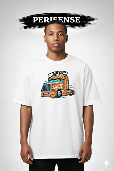 YRN COLLECTION Μπλουζάκι Unisex Trucker Life με στάμπα, από χτενισμένο βαμβάκ...