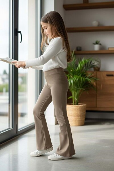 RYZE ÇOCUK Испански момичешки чорапогащи с прави крачоли в един цвят от виско...