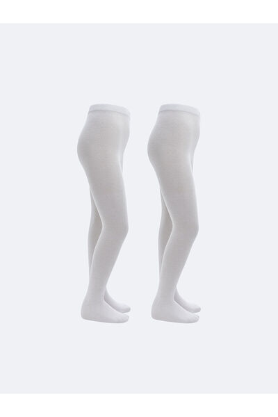 LC Waikiki Lcw Kids White Plain Girls' Pantyhose with Nevavm Difference