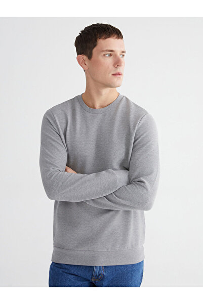 LC Waikiki RMZ GİYİM ΠΡΟΣΦΟΡΕΣ ΤΗΣ ΣΕΖΟΝΗΣ Γκρι ανδρικό φούτερ με λαιμόκοψη π...