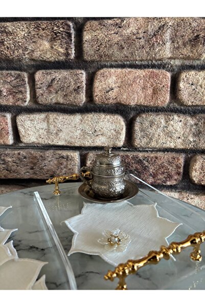 MİNOZA 6 bucăți de șervețele brodate cu flori și model stea pentru prezentare...