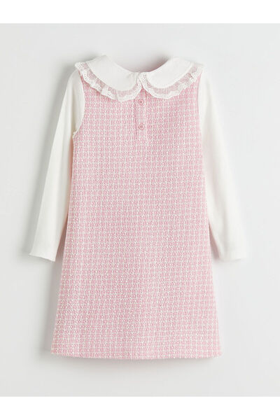 LC Waikiki Özmarka New Season Peter Pan Collar Plaid Patterned Girls' Tweed Dress