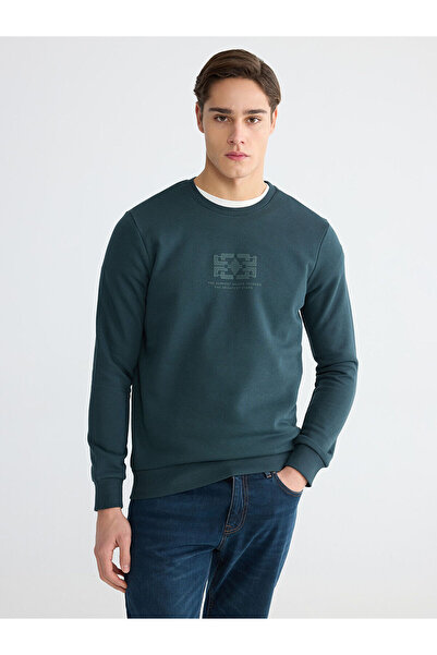 LC Waikiki Peak New Season Crew Neck Printed Men's Thick Sweatshirt