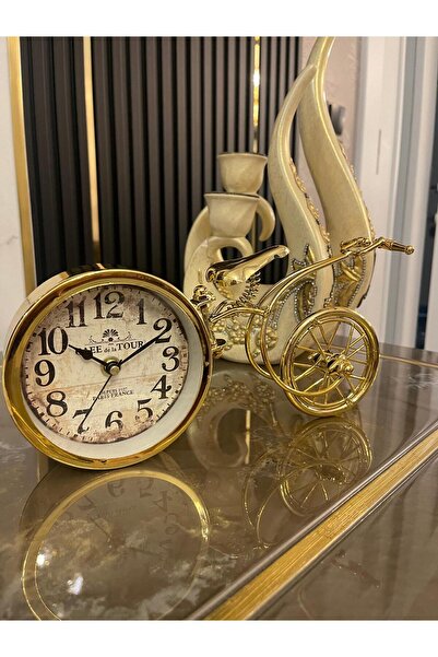 Sleep Nova Altın Renk Vintage Dekoratif Bisiklet Masa Saati