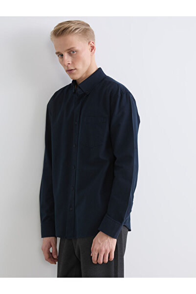 LC Waikiki Cămașă Oxford pentru bărbați LCW Vision, albastru bleumarin, cu cr...