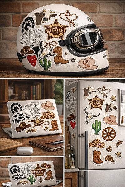 Limitless Design حزمة ملصقات رعاة البقر الغربيين |   اللابتوب – الخوذة – ملصق...