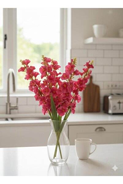 yapay çiçek evi 1 bucată decor vază de interior cu hibiscus roz neon de dimen...