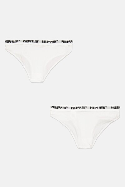 PHILIPP PLEIN Women 2 Piece Brand Logo Brief, White
