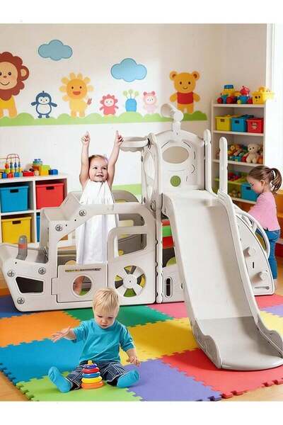 Yoawllty مجموعة ألعاب زحالة وأرجوحة للأطفال، لعبة زحالة مع سفينة وفضاء، مجموع...