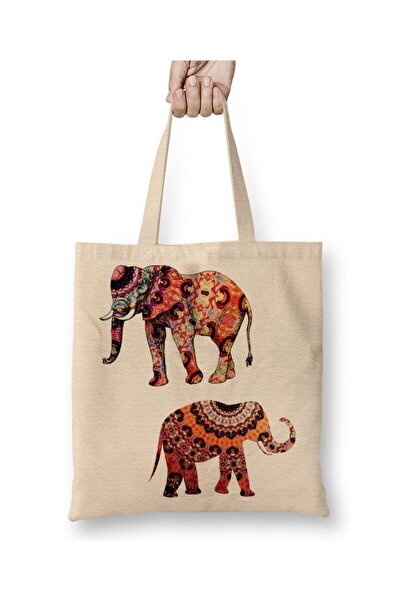 Toyaso Τσάντα αγορών Elephant Vintage Elephant White Tote Bag με μακριά λαβή ...