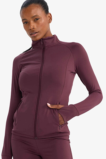 DeFacto Fitted Mock Neck Sport Brown Women's Cardigan B3985Ax/Bn277