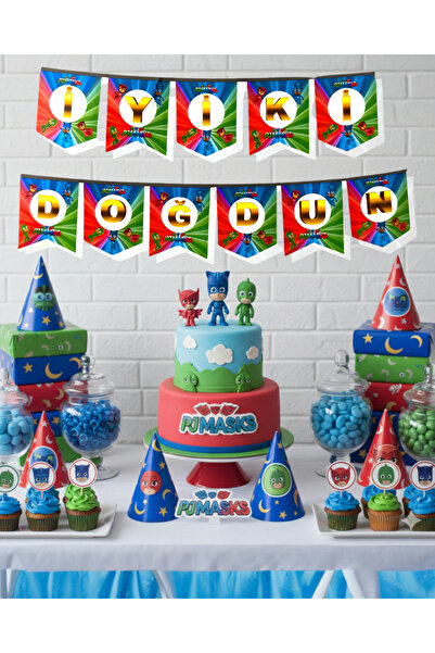 Evabrite Pj Masks (Pijamaskeliler) Themed Birthday Banner Set – Cardboard Ban...