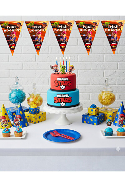 Evabrite Set de steaguri tematice pentru ziua de naștere Brawl Stars – Decor ...