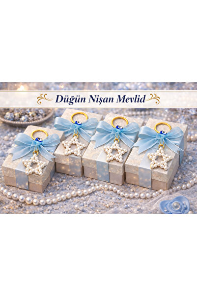 Crystal Atelier 10 Pearl Star Keychains – Wedding Promise Engagement Henna Me...