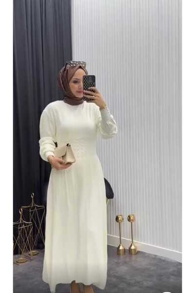 Abalı Yeni sezon kışlık maxi kadın triko elbise Jar Almajbour Sandrelle model